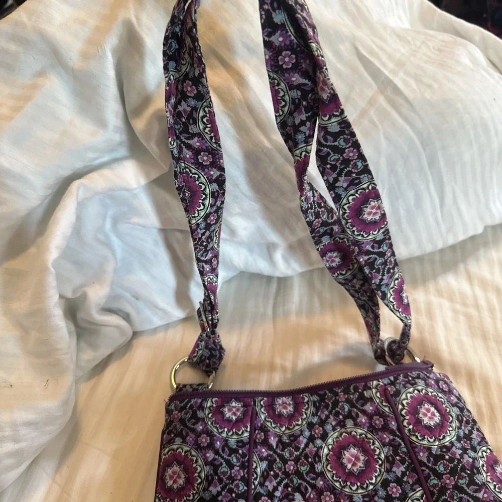 Vera Bradley Villager Tote Shoulder Purse Crossbody Lilac Medallion EUC
